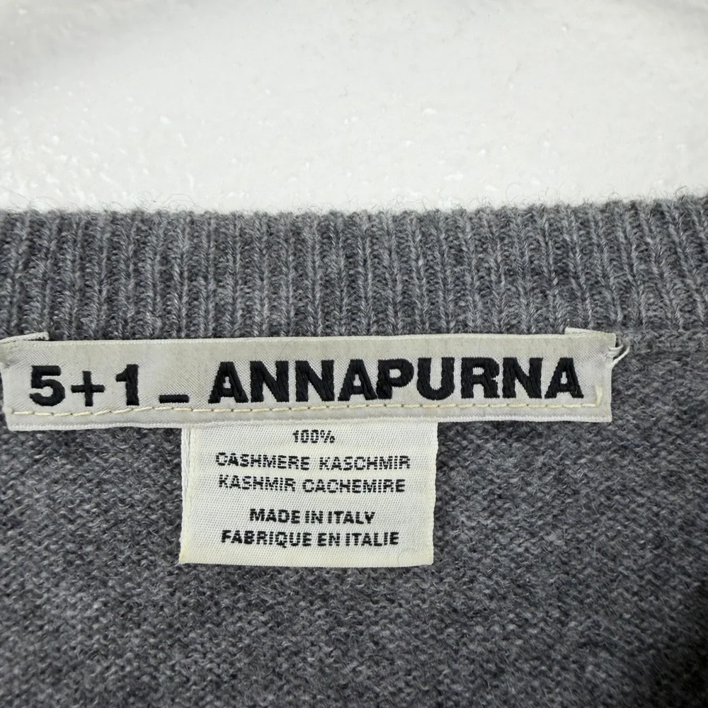 5+1_ANNAPURNA Sweater Mens XL Grey Cashmere Crew Neck Made in Italy Pullover